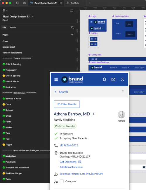 Zipari design system components and style guide in Figma